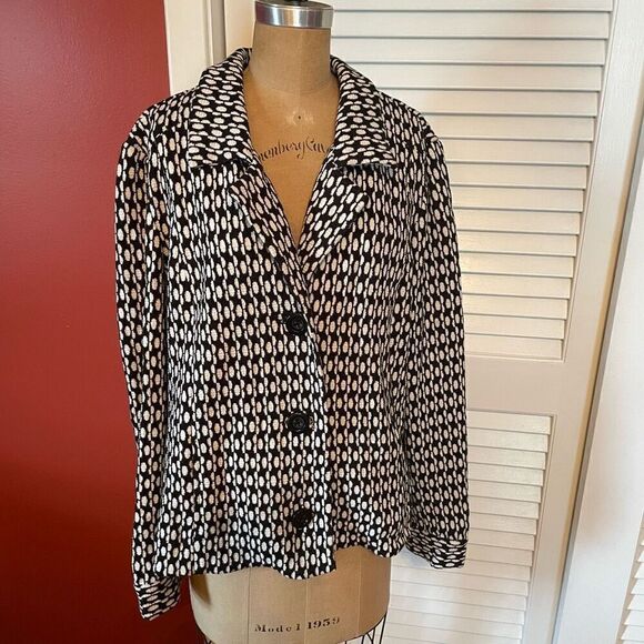 CHICO’S | soft knit black & white jacket size 3 or L - Picture 1 of 7